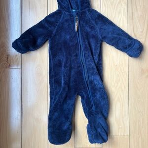 Patagonia Fleece Navy Blue Baby Bunting with feet